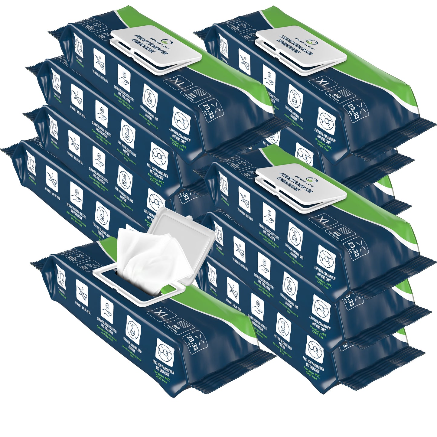 Lingettes humides Sensalou pour adultes XXL - 23 x 33 cm