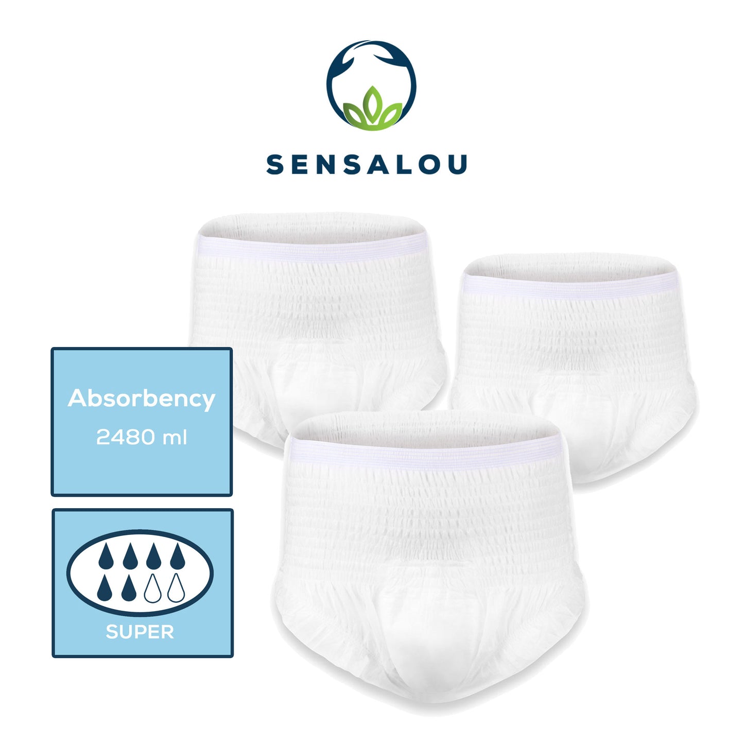 Test des pantalons à couches Sensalou en taille du paquet. M, L, XL